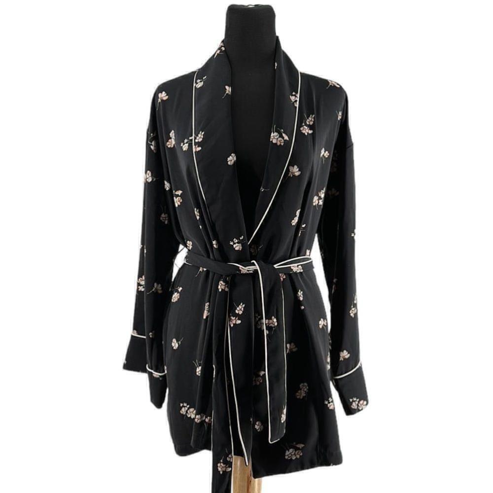 Oak + Fort kimono style coat robe floral elegant girlie career casual sz xs